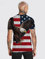 ieftine Tricou patriotic pentru veterani-Bărbați Grafic Vultur Steagul american Ziua Independenței Cămașă Tricou Tricouri Manșon scurt Tricou Tipărire 3D Stil Nautic Cămașă Designer De Bază Croi Slim Casual Zilnic Sfârșit de săptămână Negru
