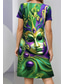 billiga Konst &amp; Design Klänning-Mardi Gras Kvinnors Mini Klänning Casual Klänning T Shirt Klänning Tee Klänning Shift Klänning Sommarklänning Stilig Casual Semester Daglig Regular Fit Grafisk Kort Ärmm Crew Hals Grön Sommar