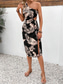 baratos Vestidos Florais-Mulheres Vestido midi Vestido casual Tubinho à moda Casual Férias Diário Normal Folha Sem Manga Assimétrico Preto Verão