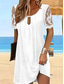 cheap White Lace Dresses-Women&#039;s Mini Dress White Dress Classic Casual Daily Loose Fit Short Sleeve Crew Neck White Summer