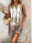 abordables Vestido Boho de Vacaciones-Mujer Mini vestido Vestido informal Vestidos Boho Chic Vestido de Tanque Vestido bohemio Bohemia Casual Boho Vacaciones Diario Playa Holgado Floral Sin Mangas Cuello Barco Rojo Beige Verano Primavera