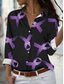 cheap Art&amp;Design Tops-Valentine&#039;s Day Women&#039;s Shirt Geometric Casual Long Sleeve Shirt Collar Regular Tops Work Daily Buttons Print Purple Spring Fall Winter