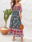 Χαμηλού Κόστους Boho Φορέματα-Γυναικεία Μακρύ Φόρεμα Μάξι Φόρεμα Καθημερινό φόρεμα Φόρεμα σε γραμμή Α Καλοκαιρινό φόρεμα Φόρεμα Boho Κομψό Στυλάτο Etnic Διακοπές Καθημερινά Ημερομηνία Κανονικό Φλοράλ Κοντομάνικο Ώμοι Έξω