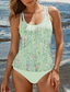 preiswerte Tankinis-Damen Badeanzug Tankini 2 Stück Kurze Hosen Bademode Stilvoll Blumen U-Ausschnitt Ärmellos Badeanzüge