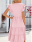 voordelige Witte jurk-Dames Maxi-jurk Katoenen jurk Stijlvol Basic Casual Vakantie Dagelijks Normale pasvorm Effen Korte mouw V-hals Blozend Roze Abrikoos Zomer