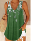 billiga Damlinnen och blusar-Damens Camisole Tank Top Blommig Stilfull Casual Ärmless U-hals Regulator Toppar Daglig Tryck Ljusblå Lila Grön Sommar