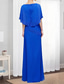 cheap Floor Length-A-Line Dress Mother of the Bride Dress Elegant Simple Crew Neck Floor Length Chiffon Half Sleeve with Lace Ruffles Tier