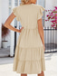 voordelige Witte jurk-Dames Maxi-jurk Katoenen jurk Stijlvol Basic Casual Vakantie Dagelijks Normale pasvorm Effen Korte mouw V-hals Blozend Roze Abrikoos Zomer