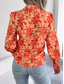 cheap Floral Blouses-Women's Shirt Blouse Buttons Print Floral Stylish Casual Long Sleeve Shirt Collar Regular Tops Daily Blue Orange Summer Spring Fall