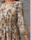 cheap Print Cotton &amp; Linen Dresses-Women&#039;s Mini Dress Cotton Linen Dresses Casual Dress Basic Casual Vacation Daily Regular Fit Floral 3/4 Length Sleeve Crew Neck Khaki Summer Spring