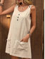 preiswerte Kleider aus Baumwolle und Leinen entwerfen-Damen Minikleid Baumwoll-Leinen-Kleider Freizeitkleid Trägerkleid Basic Lässig Urlaub Täglich Normale Passform Einfach Ärmellos U-Ausschnitt Schwarz Aprikose Sommer