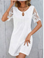 cheap White Lace Dresses-Women&#039;s Mini Dress White Dress Classic Casual Daily Loose Fit Short Sleeve Crew Neck White Summer