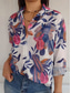 cheap Women&#039;s Graphic Tops-Women&#039;s Shirt Blouse Floral Stylish Casual Long Sleeve Shirt Collar Regular Tops Daily Buttons Print Blue Orange Summer Spring