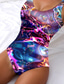 baratos Fatos de Banho 1 Peça-Maiô Feminino de Uma Peça Slimming com Roupa de Praia de Verão Ombre Tie Dye Sem Mangas