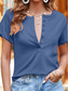cheap Plain tee-Women&#039;s T Shirt Plain Fashion Modern Casual Short Sleeve Crew Neck Regular Tops Daily Weekend Buttons Yellow Blue Green Summer