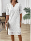 cheap White Lace Dresses-Women&#039;s Long Dress Maxi Dress White Dress Stylish Casual Vacation Party Daily Regular Fit Plain Half Sleeve V Neck White Spring Fall