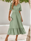 cheap Cocktail Dress-Women&#039;s Midi Dress Casual Dress Swing Dress A Line Dress Stylish Basic Casual Vacation Daily Regular Fit Plain Short Sleeve V Neck Light Green Red Summer Spring