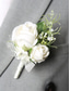 baratos Pulseira Feminina-elegante conjunto de corsage de pulso e boutonniere de rosas brancas – acessórios florais artificiais para casamentos, madrinhas e eventos formais