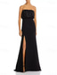 cheap Evening Dresses-Mermaid / Trumpet Evening Gown Elegant Dress Evening Party Black Tie Gala Sweep / Brush Train Sleeveless Sweetheart Wednesday Addams Family Cotton Blend Backless with Ruched Slit 2025