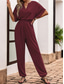 お買い得  カジュアルジャンプスーツ-女性用 標準 ジャンプスーツ 活発的 純色 ノースリーブ Ｖネック ハイウエスト バケーション 日常 レギュラー ブラック ワイン ブルー 夏