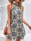 billiga Semester Boho Klänning-Dam Mini klänning Vardagsklänning Sommarklänning Boho-klänning Elegant Hawaiisk Stylish Semester Dagligen Datum Normal Blommig Ärmlös Halterneck Kaki Sommar