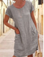 economico disegnare abiti in cotone e lino-Per donna Mini Abito Abiti in cotone e lino Vestito Casual Vestito T-Shirt Essenziale Casual Vacanza Quotidiano Vestibilità regolare Semplice Manica Corta Girocollo Nero Blu Cachi Grigio Estate
