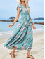 cheap Casual Dresses-Women&#039;s Casual Dress A Line Dress Stylish Casual Floral Graphic Maxi Dress Short Sleeve V Neck Print Regular Fit Vacation Daily Light Blue Summer