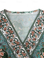 billiga Semester Boho Klänning-Dam Långklänning Maxiklänning Vardagsklänning A linjeklänning Sommarklänning Boho-klänning Elegant Hawaiisk Stylish Semester Dagligen Datum Normal Blommig Kortärmad V-hals Grön Sommar