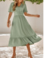 cheap Cocktail Dress-Women&#039;s Midi Dress Casual Dress Swing Dress A Line Dress Stylish Basic Casual Vacation Daily Regular Fit Plain Short Sleeve V Neck Light Green Red Summer Spring