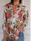 cheap Women&#039;s Graphic Tops-Women&#039;s Shirt Blouse Floral Stylish Casual Long Sleeve Shirt Collar Regular Tops Daily Buttons Print Blue Orange Summer Spring