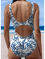 billiga One-piece-baddräkter-Dams Ett Delar Baddräkt Slimmande Boho Monokini Rygglös Mage Kontroller Hög Midja Slim Semester Strandkläder Ombre U-Hals Ärmlös Badkläder