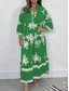 cheap Casual Floral Dresses-Women&#039;s Maxi Dress Casual Dress Boho Chic Dresses Boho Dress Bohemia Stylish Casual Vacation Daily Beach Loose Fit Graphic 3/4 Length Sleeve V Neck Black Red Green Beige Summer Spring