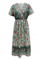 billiga Semester Boho Klänning-Dam Långklänning Maxiklänning Vardagsklänning A linjeklänning Sommarklänning Boho-klänning Elegant Hawaiisk Stylish Semester Dagligen Datum Normal Blommig Kortärmad V-hals Grön Sommar