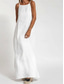 abordables vestidos de algodón y lino de diseño-Mujer Vestido maxi Vestidos de lino y algodón Vestido informal Vestido lencero Básico Casual Vacaciones Diario Ajuste regular Plano Sin Mangas Con Tirantes Blanco Verde Ejército Verano