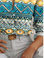 abordables Tops Boho pour Femmes-Femmes Chemise Géométrique Bloc de Couleur Occasionnel manche longue Col de chemise Hauts Réguliers Travail Quotidien Boutons Imprimé Bleu Printemps Automne Hiver