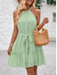 abordables Robes d&#039;été-Femme Mini robe Robe casual Robe Trapèze mode basique Décontractées Vacances du quotidien Standard Plein Sans Manches Dos nu Vert Abricot Eté