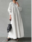 cheap Print Cotton &amp; Linen Dresses-Women&#039;s Maxi Dress Casual Dress Cotton Linen Dress A Line Dress Basic Casual Vacation Daily Regular Fit Stripe Long Sleeve V Neck Black White Blue Summer Spring