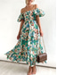 cheap Vacation Dresses-Women&#039;s Maxi Dress Casual Dress Swing Dress A Line Dress Stylish Casual Vacation Daily Regular Fit Floral Short Sleeve Off Shoulder Blue Green Summer