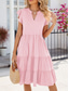 voordelige Witte jurk-Dames Maxi-jurk Katoenen jurk Stijlvol Basic Casual Vakantie Dagelijks Normale pasvorm Effen Korte mouw V-hals Blozend Roze Abrikoos Zomer