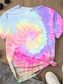 cheap Tie Dye&amp;Gradient tee-Women&#039;s T Shirt Butterfly Tie Dye Casual Short Sleeve Round Neck Regular Tops Daily Print Purple Summer