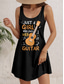 cheap Humor&amp;Quotes Dress-Women&#039;s Mini Dress  Petite Dress Sundress A Line Dress Tank Dress Vintage Stylish Casual Vacation Daily Holiday Loose Fit Graphic Letter Sleeveless Crew Neck Black Summer Spring