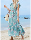 cheap Casual Dresses-Women&#039;s Casual Dress A Line Dress Stylish Casual Floral Graphic Maxi Dress Short Sleeve V Neck Print Regular Fit Vacation Daily Light Blue Summer