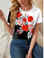 cheap Floral tee-Women&#039;s T Shirt Floral Casual Short Sleeve Round Neck Regular Tops Daily Print Yellow Red Blue Summer