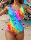 preiswerte Einteilige Badeanzüge-Damen Badeanzüge Einteiler Badeanzug Mehrfarbiger Schmetterlingsdruck Ärmelloser Scoop Neck Stretchstoff Sommer Strandmode Poolseite Mode Lebhafte Badeanzüge in verschiedenen Größen verfügbar