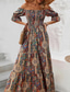 billiga Semester Boho Klänning-Dam Långklänning Maxiklänning A linjeklänning Sommarklänning Boho-klänning Elegant bohemliv Stylish Semester Dagligen Datum Normal Grafisk Kortärmad Över axeln Grön Mörkblå Sommar