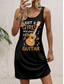 cheap Humor&amp;Quotes Dress-Women&#039;s Mini Dress  Petite Dress Sundress A Line Dress Tank Dress Vintage Stylish Casual Vacation Daily Holiday Loose Fit Graphic Letter Sleeveless Crew Neck Black Summer Spring
