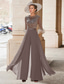 ieftine Salopetele mamei-Salopetă  Costum mamă a miresei Nuntă pe plajă Elegant Vintage Guler pentru bijuterii Lungime până la podea Chiffon Mâneci medii cu aplicații din pene și paiete 2025