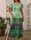 tanie Sukienki boho-Sukienka maxi dla kobiet sukienka casual sukienka na plażę sukienka shift stylowa casual opadające ramiączka wakacyjna codzienna regularny krój kolorowy gradient krótki rękaw dekolt w serek różowy