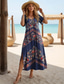 cheap Boho Dress-Women&#039;s Maxi Dress T Shirt Dress Tee Dress Sundress Shift Dress Bohemia Ethnic Vacation Birthday Holiday Regular Fit Vintage Short Sleeve Crew Neck Red Blue Green Dark Blue