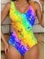 preiswerte Einteilige Badeanzüge-Damen Badeanzüge Einteiler Badeanzug Mehrfarbiger Schmetterlingsdruck Ärmelloser Scoop Neck Stretchstoff Sommer Strandmode Poolseite Mode Lebhafte Badeanzüge in verschiedenen Größen verfügbar